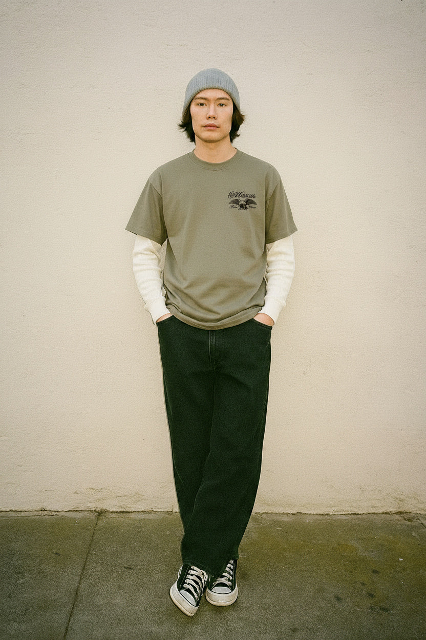 Eagle Layered Waffle Knit Long Sleeve