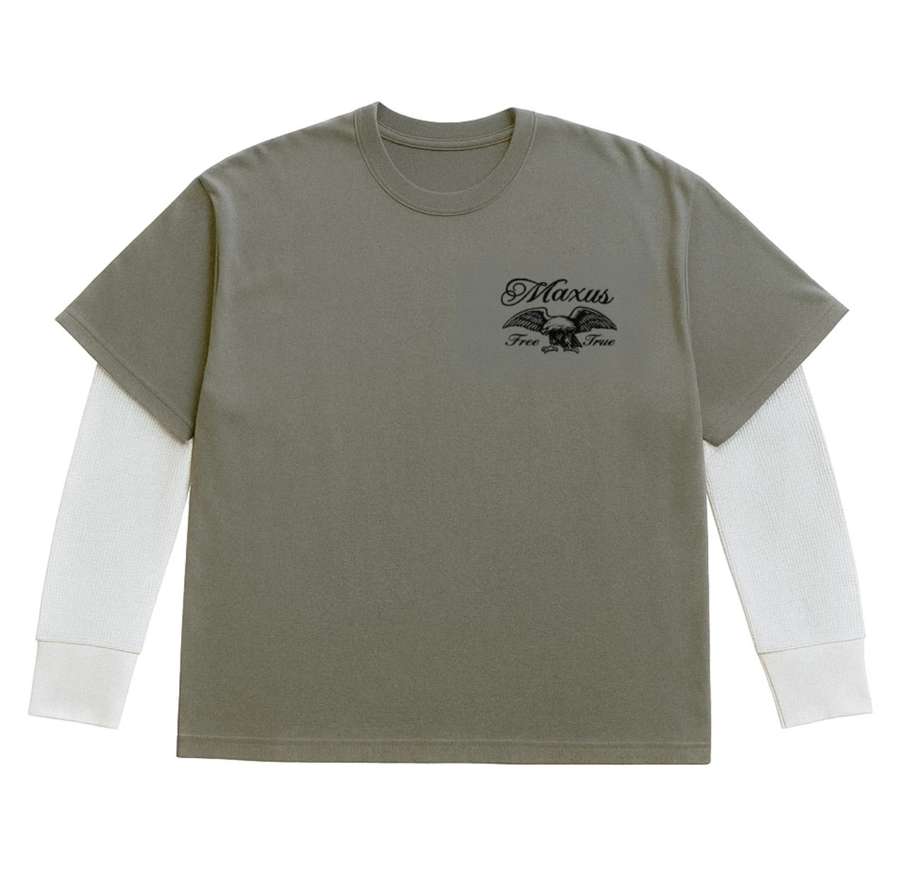 Eagle Layered Waffle Knit Long Sleeve