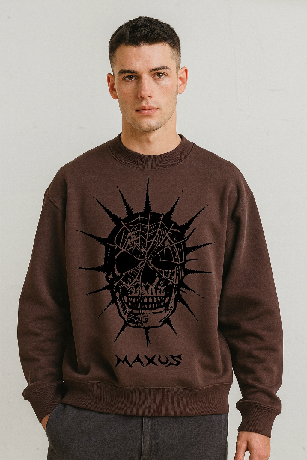 Brown Skull Crewneck